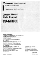 Pioneer CDMR80D Owner's Manual
