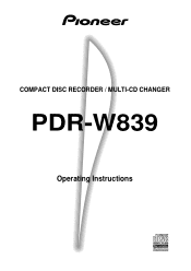 Pioneer PDR-W839 Owner's Manual