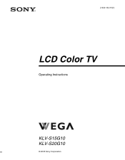 Sony KLV-S15G10 Operating Instructions