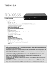 Toshiba RDXS55 Printable Spec Sheet