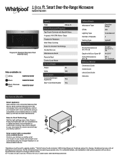Whirlpool WMH78019HB Specification Sheet