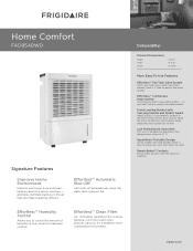 Frigidaire FAD954DWD Product Specifications Sheet
