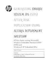 HP T5730w Generating Unique System IDs (SIDs) after Disk Duplication using Altiris Deployment Solution