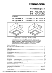 Panasonic FV-05VFM2 FV-05VFM2 Owner's Manual (English)
