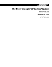 Bose Lifestyle 30 Series II Owner's guide