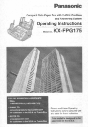 Panasonic KXFPG175 Operating Instructions