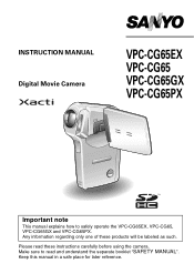 Sanyo VPC-CG6BL Instruction Manual, VPC-CG65EX