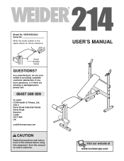 Weider 214 Bench Uk Manual