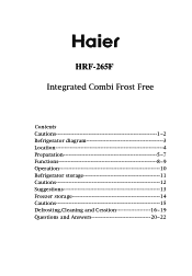 Haier HRF-265F User Manual