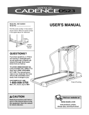 Weslo Cadence Ds23 Treadmill English Manual