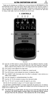 Behringer ULTRA DISTORTION UD100 Manual