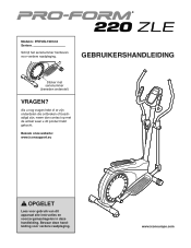 ProForm 220 Zle Elliptical Dutch Manual
