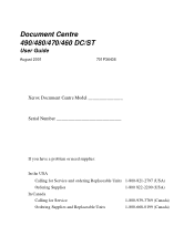 Xerox 470CX Xerox Document Centre 490/480/470/460 User Guide