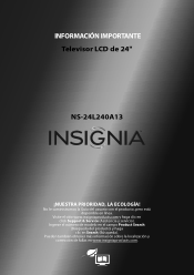 Insignia NS-24L240A13 Important Information (Spanish)