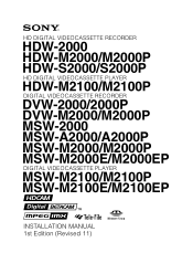 Sony DVWM2000 Product Manual (dvwm2000 installation manual)