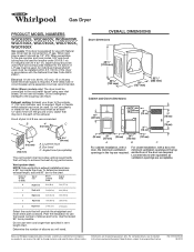 Whirlpool WGD7800XW Dimension Guide