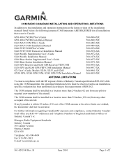 Garmin SL30 Canadian COM Radio Installation & Operation Limitations