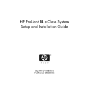HP BL10e HP ProLiant BL e-Class System Setup and Installation Guide