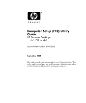 HP Dx5150 Computer Setup (F10) Utility Guide