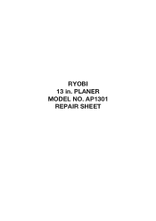 Ryobi AP1301 Repair Sheet