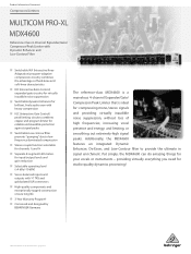 Behringer MDX4600 Product Information Document
