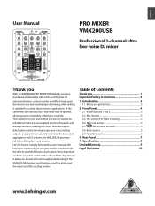 Behringer VMX200USB Manual