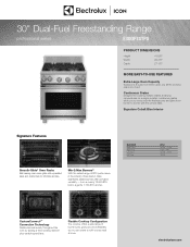 Electrolux E30DF74TPS Product Specifications Sheet English