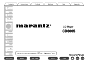 Marantz CD6005 Owner's Manual in English