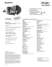 Sony PCV-J200 Marketing Specifications