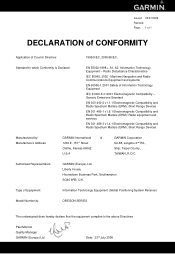 Garmin Oregon 400i Declaration of Conformity