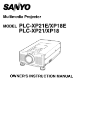 Sanyo XP21 Instruction Manual, PLC-XP21 XP21E