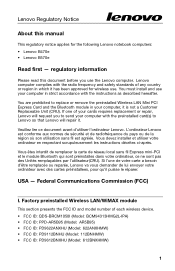 Lenovo B470e Lenovo B470e/B570e Regulatory Notice