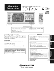 Pioneer PD-F907 Owner's Manual