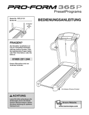 ProForm 365p Treadmill German Manual
