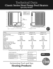 Rheem M6350tiHC Technical Data