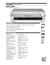Sony AVD--C70ES Marketing Specifications