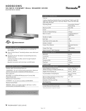 Thermador HDDB30WS Product Spec Sheet