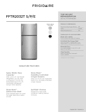 Frigidaire FFTR2032TS Product Specifications Sheet