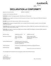 Garmin Montana 650t Declaration of Conformity
