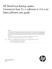 HP D2D2502i HP StoreOnce Conversion from 2.x.x software to 3.4.x (or later) Software Guide (BB852-90949, November 2013)