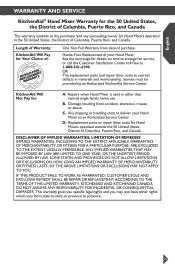 KitchenAid KHM53ER Warranty Information