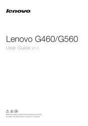 Lenovo G460 Lenovo G460/G560 User Guide V1.0