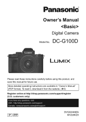 Panasonic DC-G100D Basic Owners Manual