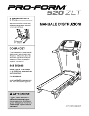 ProForm 520 Zlt Treadmill Italian Manual