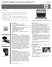 HP Dv6623cl HP Pavilion dv6628us Entertainment Notebook PC - Product Specifications (PDF)