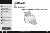 Lexmark Z55 Color Jetprinter Online User’s Guide for Mac OS 8.6 to 9.2