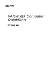 Sony PCV-MXS10 Quick Start Guide