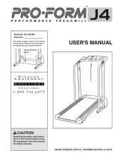 ProForm J4 Treadmill English Manual