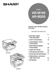 Sharp AR-M205 AR-M160 | AR-M205 Operation Manual