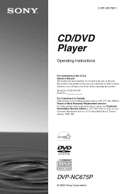 Sony DVP-NC675PB Operating Instructions (DVP-NC675P CD/DVD Player)